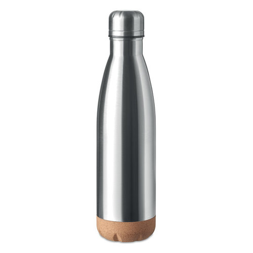 DeBle Aspen cork dubbelwandige thermosfles 500 ml van RVS met kurken detail en logo, vacuüm geïsoleerde herbruikbare drinkfles