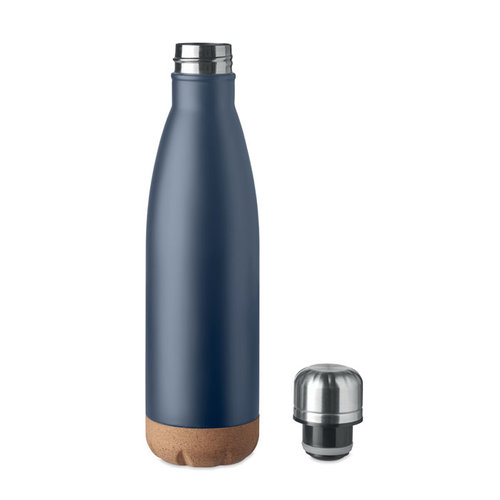 DeBle Aspen cork dubbelwandige thermosfles 500 ml van RVS met kurken detail en logo, vacuüm geïsoleerde herbruikbare drinkfles