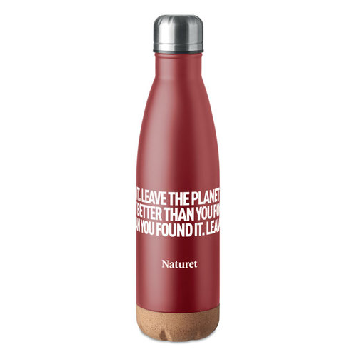 DeBle Aspen cork dubbelwandige thermosfles 500 ml van RVS met kurken detail en logo, vacuüm geïsoleerde herbruikbare drinkfles