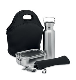 DeBle Ily RVS lunchset MO6765 met vacuümfles, lunchbox en bestek bedrukt met logo