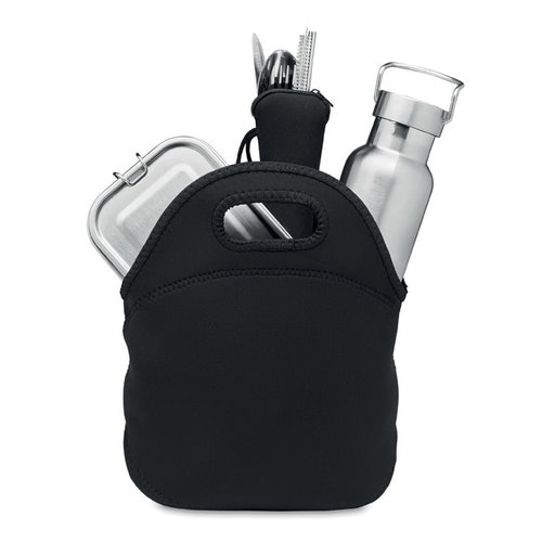 DeBle Ily RVS lunchset MO6765 met vacuümfles, lunchbox en bestek bedrukt met logo