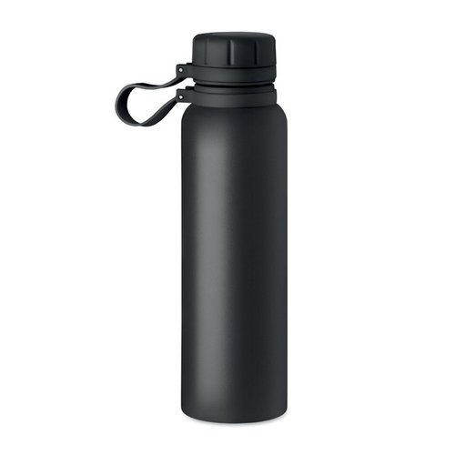 DeBle Tenere tweekleurige drinkfles 750 ml van RVS met rubberen grip en karabijnhaak, bedrukte herbruikbare drinkfles