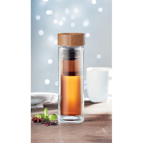 Dubbelwandige glazen fles 400ml MO9420 Batumi glass Dubbelwandige glazen fles 400ml MO9420 Batumi glass