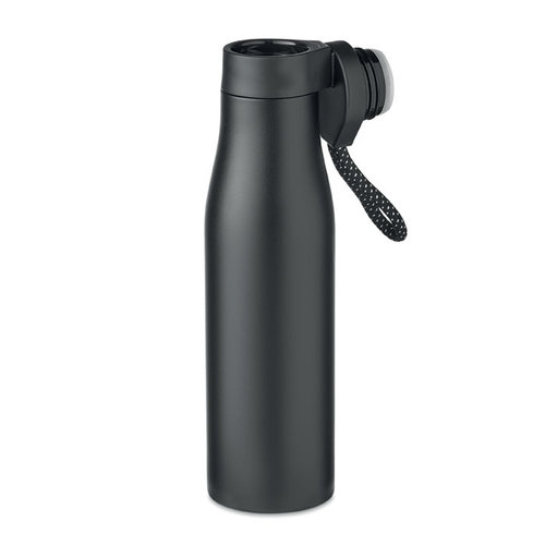 DeBle Ursus dubbelwandige drinkfles 600 ml van RVS met magnetische dop en logo, vacuüm geïsoleerde herbruikbare drinkfles