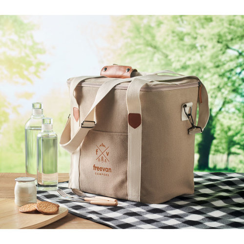 Kecil large koeltas MO6869 van gewassen canvas met PEVA-isolatie en ruime inhoud bedrukken met logo