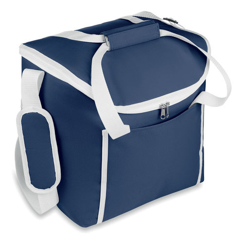 Indo polyester koeltas 25 liter MO8772 met isolerende PEVA-voering en groot hoofdvak, bedrukt met logo