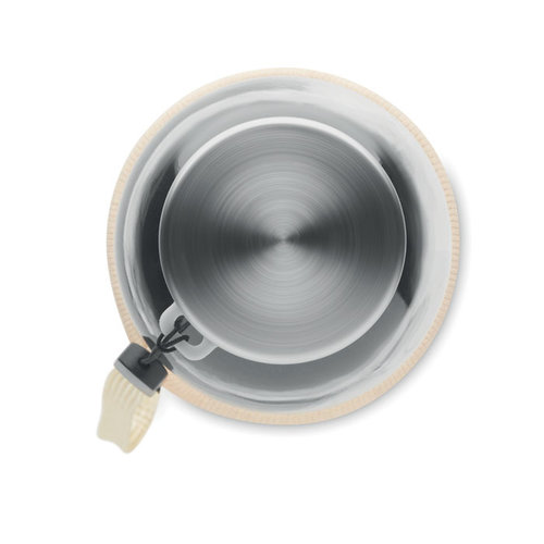 DeBle Utah touch glazen drinkfles 500 ml met jute en neopreen hoes bedrukt met logo