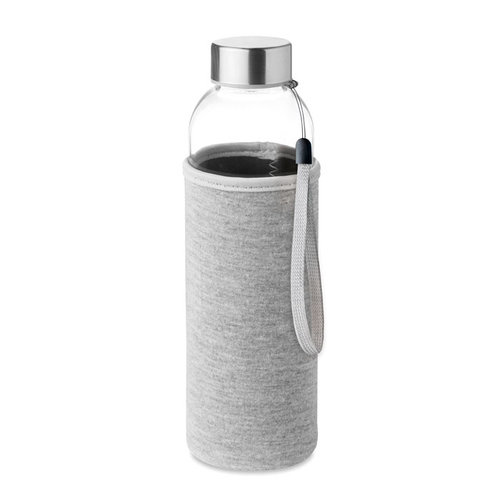 DeBle Utah glazen drinkfles 500 ml met neopreen hoes bedrukt met logo