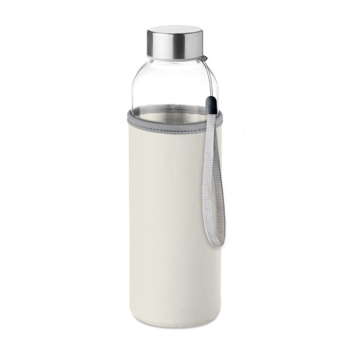DeBle Utah glazen drinkfles 500 ml met neopreen hoes bedrukt met logo