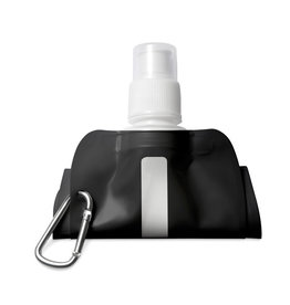 DeBle Gates opvouwbare drinkfles 480 ml BPA-vrij met aluminium karabijnhaak en logo, herbruikbare flexibele drinkfles