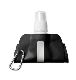 DeBle Gates opvouwbare drinkfles 480 ml BPA-vrij met aluminium karabijnhaak en logo, herbruikbare flexibele drinkfles