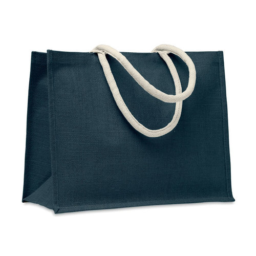 Aura jute tas met katoenen hengsels bedrukken met logo DeBle