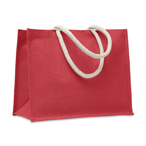 Aura jute tas met katoenen hengsels bedrukken met logo DeBle