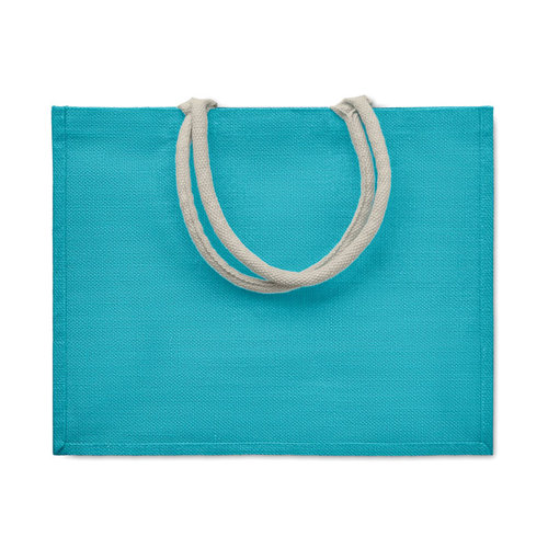 Aura jute tas met katoenen hengsels bedrukken met logo DeBle