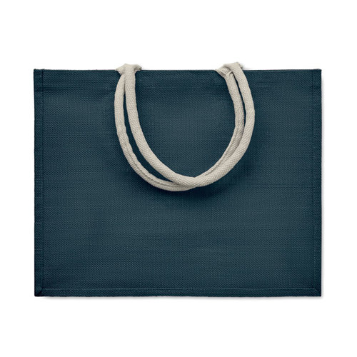 Aura jute tas met katoenen hengsels bedrukken met logo DeBle