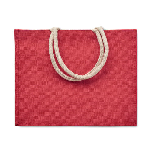 Aura jute tas met katoenen hengsels bedrukken met logo DeBle