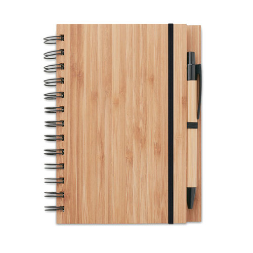 DeBle Bambloc A5 bamboe notitieboek MO9435 met bamboe pen bedrukken met logo