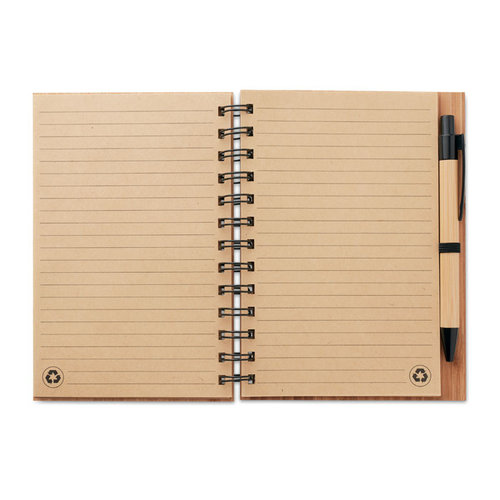 DeBle Bambloc A5 bamboe notitieboek MO9435 met bamboe pen bedrukken met logo