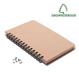 Grownotebook A5 notitieboek MO6225 met kartonnen cover, 144 gelinieerde pagina’s, spiraalbinding en pijnboomzaden