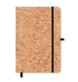 Suber A5 notitieboek MO9623 met harde kurken kaft, 192 gerecyclede pagina’s, elastische sluitband, leeslint en penhouder