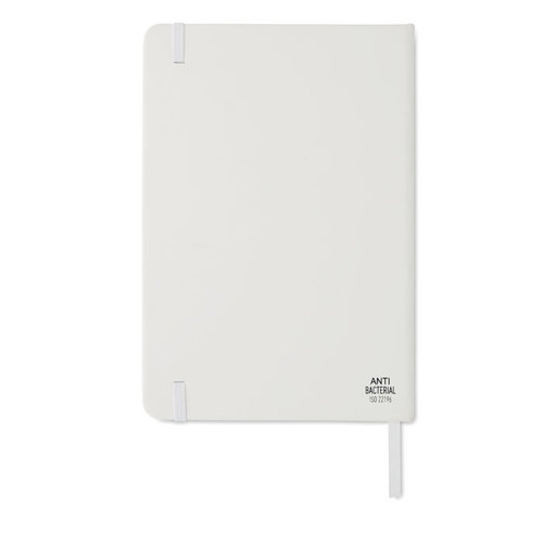 Arco Clean antibacterieel A5 notitieboek MO6141 met PU-kaft, antibacteriële coating, 96 gelinieerde pagina’s, elastische sluitband en leeslint