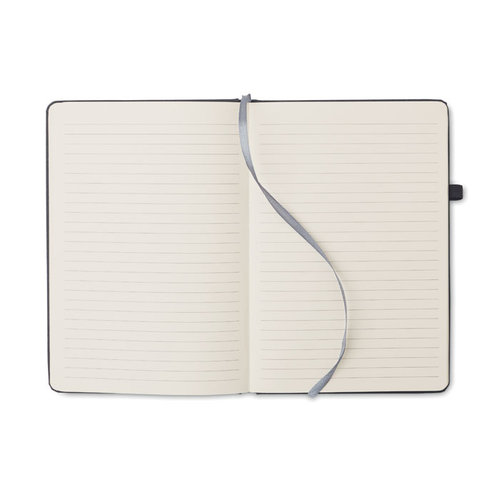 Baobab A5 notebook van recycled PU MO6220 – duurzaam notitieboek met gerecyclede PU-omslag en elastische sluiting, ideaal als relatiegeschenk
