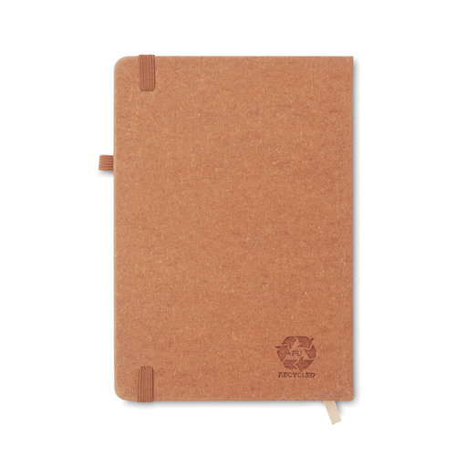 Baobab A5 notebook van recycled PU MO6220 – duurzaam notitieboek met gerecyclede PU-omslag en elastische sluiting, ideaal als relatiegeschenk