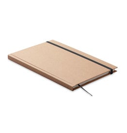 Musa A5 notitieboekje MO6640 met harde kaft van gerecycled karton, 160 gelinieerde pagina’s, elastische sluiting en leeslint, gemaakt in de EU