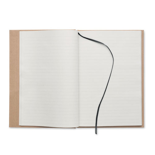 Musa A5 notitieboekje MO6640 met harde kaft van gerecycled karton, 160 gelinieerde pagina’s, elastische sluiting en leeslint, gemaakt in de EU