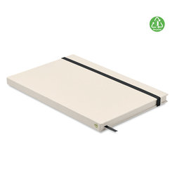 Mito Note A5 notitieboek MO6743 met harde kaft van gerecycled melkpak en papier, 160 gelinieerde pagina’s, elastische sluiting en leeslint