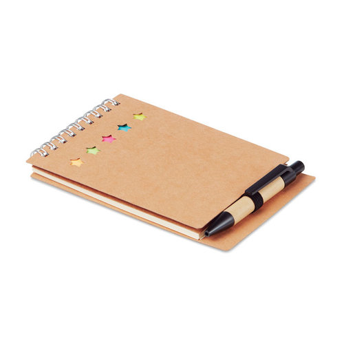 Multibook notitieboekje met balpen MO8107 – duurzaam notitieboekje met sticky notes, paginamarkers en pen, ideaal als compact relatiegeschenk