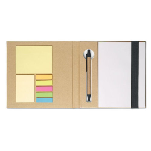 Quincy bureauset MO8183 – duurzame set van FSC papier met notitieboekje, schrijfblok, plakbriefjes en papieren pen, ideaal als relatiegeschenk