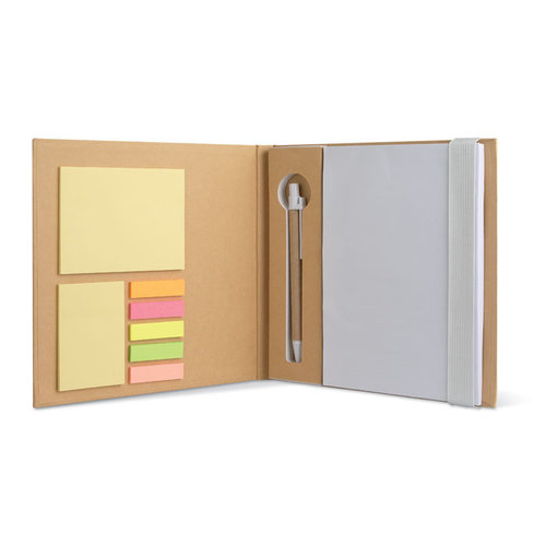 Quincy bureauset MO8183 – duurzame set van FSC papier met notitieboekje, schrijfblok, plakbriefjes en papieren pen, ideaal als relatiegeschenk