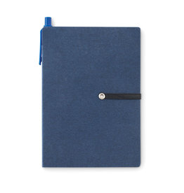 Reconote gerecycled notitieboekje met pen MO9213 – compact A6 notitieboekje van FSC papier met tabjes en memoblokjes, duurzaam relatiegeschenk