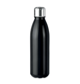 DeBle Aspen Glass glazen drinkfles 650 ml met RVS dop en logo, herbruikbare lekvrije waterfles