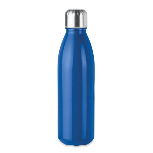 DeBle Aspen Glass glazen drinkfles 650 ml met RVS dop en logo, herbruikbare lekvrije waterfles