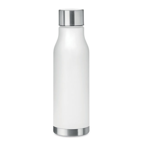 DeBle Glacier RPET drinkfles 600 ml met rubber finish en RVS dop, duurzame herbruikbare waterfles met logo