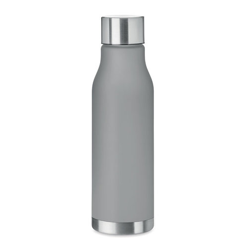 DeBle Glacier RPET drinkfles 600 ml met rubber finish en RVS dop, duurzame herbruikbare waterfles met logo