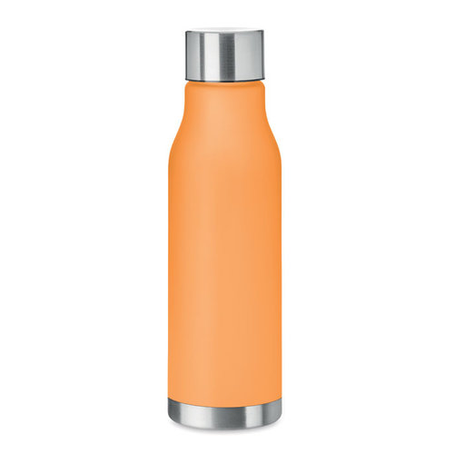 DeBle Glacier RPET drinkfles 600 ml met rubber finish en RVS dop, duurzame herbruikbare waterfles met logo