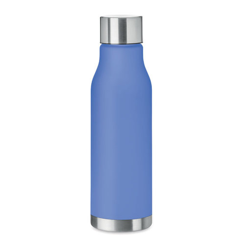DeBle Glacier RPET drinkfles 600 ml met rubber finish en RVS dop, duurzame herbruikbare waterfles met logo