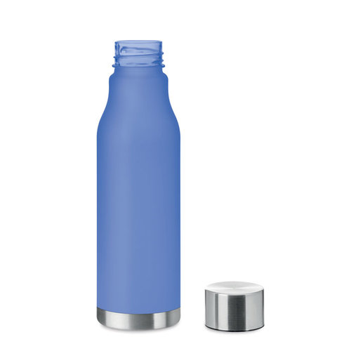 DeBle Glacier RPET drinkfles 600 ml met rubber finish en RVS dop, duurzame herbruikbare waterfles met logo
