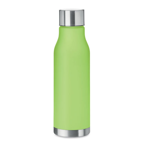 DeBle Glacier RPET drinkfles 600 ml met rubber finish en RVS dop, duurzame herbruikbare waterfles met logo