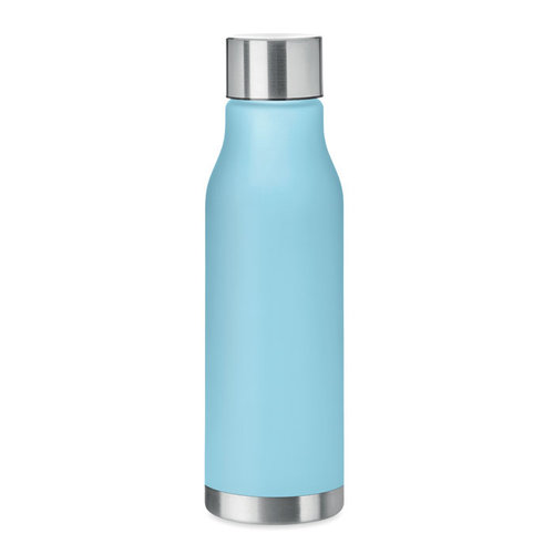 DeBle Glacier RPET drinkfles 600 ml met rubber finish en RVS dop, duurzame herbruikbare waterfles met logo
