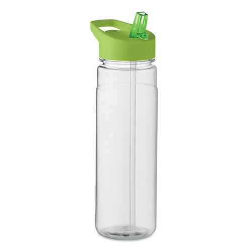 DeBle Alabama RPET drinkfles 650 ml met flip-top rietjedeksel en logo, duurzame herbruikbare sportdrinkfles