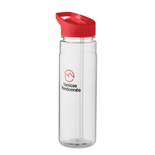 DeBle Alabama RPET drinkfles 650 ml met flip-top rietjedeksel en logo, duurzame herbruikbare sportdrinkfles