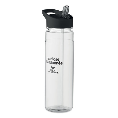 DeBle Alabama RPET drinkfles 650 ml met flip-top rietjedeksel en logo, duurzame herbruikbare sportdrinkfles