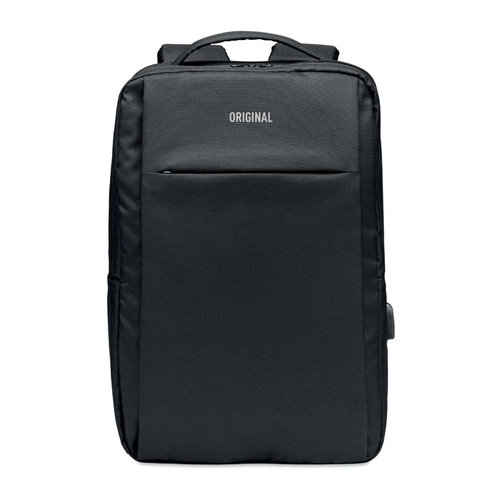 Seoul 16 inch RPET laptoprugzak MO6328 met USB-aansluiting en bedrijfslogo