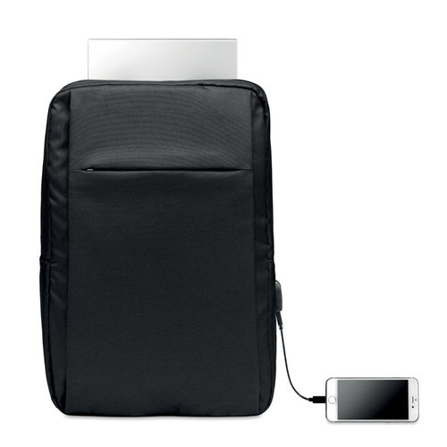 Seoul 16 inch RPET laptoprugzak MO6328 met USB-aansluiting en bedrijfslogo