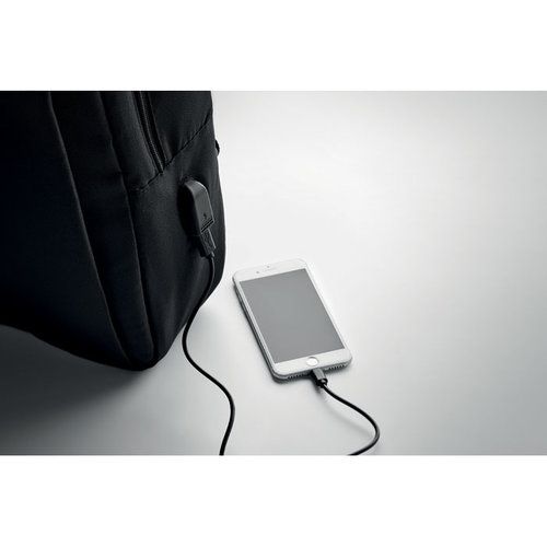Seoul 16 inch RPET laptoprugzak MO6328 met USB-aansluiting en bedrijfslogo