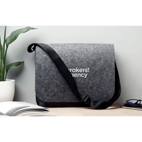 Baglo vilten laptoptas MO6186 van RPET met klittenbandsluiting, geschikt voor 15 inch laptop
